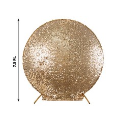 7.5 ft GOLD Sparkly Big Payette Sequin Backdrop STAND COVER Party Decorations