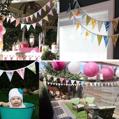 Fabric Bunting Banner Wedding For Birthday Baby Shower Party Home Decoration