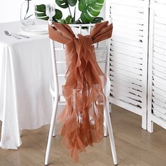 Terracotta Premium CHAIR COVER Curly Chiffon Ruffled SASHES Wedding Decorations