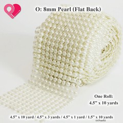 4.75″ Diamond Square Pearl Flower Bead Mesh Wrap Crystal Rhinestone Ribbon Roll