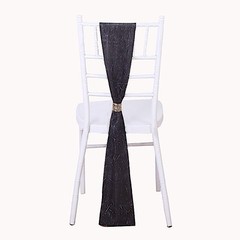 5 BLACK Polyester Chair SASHES Metallic Fringe Party Events Home Decorations