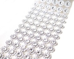 10YD Silver Diamond Bling Mesh Rhinestone Ribbon Wrap Wedding Decoration 4″