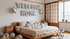 Welcome Home Letter Balloon Silver Banner with Star Confetti Balloons for Arm…