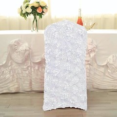 White Satin Rosette SPANDEX Stretchable Banquet CHAIR COVER Wedding