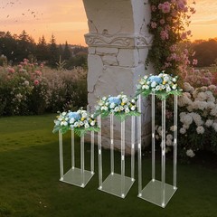 Clear Acrylic Flower Stand 40/60/80cm Tall Column Vase Wedding Decoration