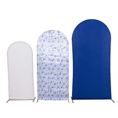 3 BLUE WHITE Assorted Fitted Round Top Arch Backdrop STAND COVERS Set Event