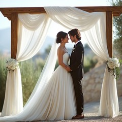 HOLITS White Wedding Arch Draping Fabric – 31″W x 240″L (Pack of 1),