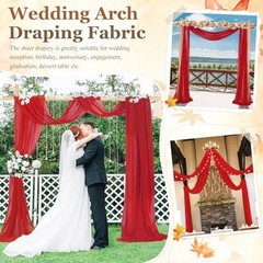 Wedding Arch Draping Fabric Sheer Fabric for 29″W x 216″L (Pack of 1) Red
