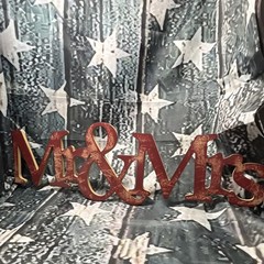 Wooden Mr & Mrs Wall Hanging 22.5” by 7” at the &. Distressed Red.