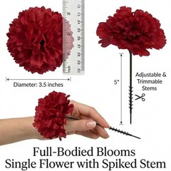 Larksilk Burgundy Carnations, Fake Flowers, 100 Pack for Events, Weddings, DIY