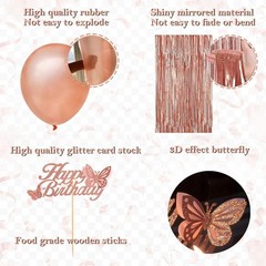 24th Rose Gold Birthday Party Decorations for Women, Rose Gold Happy Birthday…