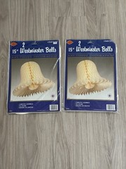 4 Vintage 1988 Honeycomb Bless Ivory In Color 15” Art Tissue Decoration Wedding