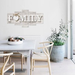 SUNYSUBY 5PCS/Set FAMILY Sign Rustic Beige Wood Grain Large Framed Hand-Made …