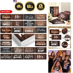 Rustic Wedding Photo Booth Props 24 Designs Double Sided Waterproof Decorations