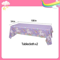 Unicorn Party Tablecloth, 54 × 108 Inch Unicorn Table Cover, 2 Pack Disposa