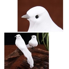 Artificial Doves Bird Garden Home Indoors 2pcs Clip Decor Fake Foam Home