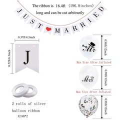 Just Married Car Decorations, JUST MARRIED Banner Wedding Bunting, Mr and Mrs