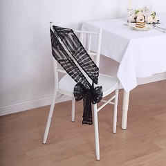 5 BLACK Tulle CHAIR SASHES Sequins Geometric Pattern Party Events Decorations