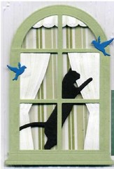 Window Frame Metal Die Cuts, Cat Bird Window Curtain Background Wedding Cutti…