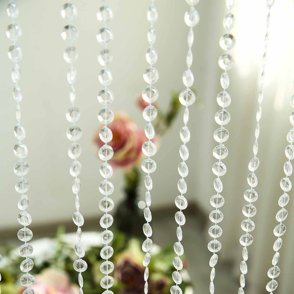 BEADED DOOR CURTAIN 8 ft long Clear Acrylic Diamond Cut Adjustable Strands