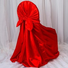 6 Red SATIN UNIVERSAL CHAIR COVER for Wedding Banquet Reception Decorations