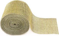 4.5″x10 YARDS GOLD DIAMOND MESH WRAP ROLL SPARKLE RHINESTONE CRYSTAL RIBBON