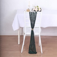 5 HUNTER GREEN Tulle CHAIR SASHES Sequins Geometric Pattern Party Events