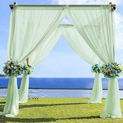 SAGE GREEN 5ft x 14ft Premium Chiffon SHEER CURTAIN Window Drape Panel Party
