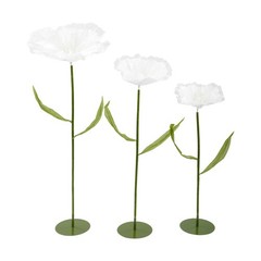 White Artificial Corn Poppy Flower For Wedding Decoration Party Banquet Set Of 3