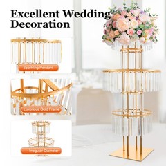 Wedding Gold Vases Centerpieces Luxurious Crystal Flower Stand 5 Tier