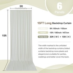 6 Panels Ivory Backdrop Curtain Set – Wrinkle-Free 30ft x 15ft for All Occasions