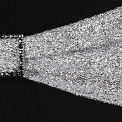 10 Silver Glittered Spandex CHAIR SASHES Wedding Party Reception Light Gray