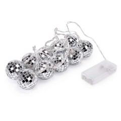 10 LED 2″ Disco Balls String Lights 5.5ft, Battery Operated Portable Decorati…