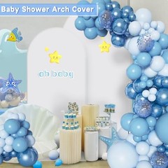 Arch Backdrop Cover Set 2 Sided Stretchy Spandex Fitted 7.2 ft, 6 ft White