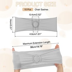 10 Pack Chair Sashes Stretch Chair Cover Band Bows Cover Band Light Gray