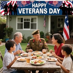 Happy Veterans Day Banner 120 x 20 inch Independence Day Memorial Day Backdrop