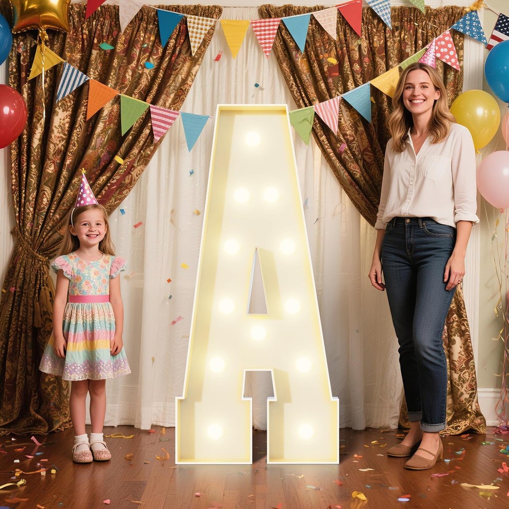 4FT Marquee Letters A Sign,Large Light Up Numbers Party Decoration – Hook and…