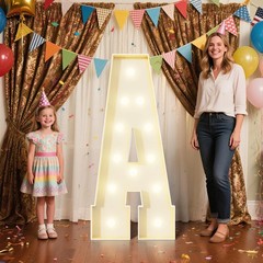 4FT Marquee Letters A Sign,Large Light Up Numbers Party Decoration – Hook and…