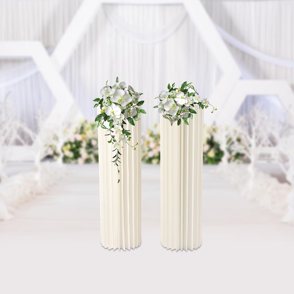 2Pcs Honeycomb Cardboard Centrepiece Vase, Foldable Floral Dessert Display Stand