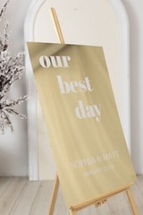Wedding Welcome Sign – Gold Mirror Customized Sign – Wedding Reception Signage