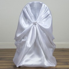 6 White SATIN UNIVERSAL CHAIR COVER for Wedding Banquet Reception Decorations