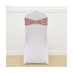 Double-Sided Sequins Rose Gold Chair Sashes for Wedding Decor, Rose Gold Sequ…