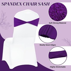 MDS Pack of 10 Spandex Chair Sashes Bows Elastic Stretch Dining Chair Bands Ties