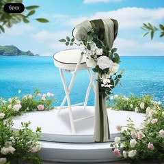 Wedding Chair Decoration 6pcs Chair Decoration Artificial Flower with Fabric