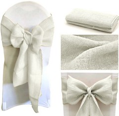 25 Natural Burlap Jute Hessian Chair Sashes Bows Sash Wedding Event Decoration