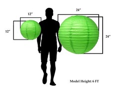 Mudra Crafts 12 Inch Round Chinese Green Paper Lanterns Hanging Decor | 10 PC…