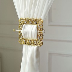GOLD 2 Square 7″ Baroque Design Plastic CURTAIN TIE Backs Acrylic Crystals Party