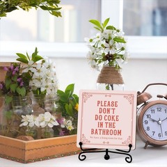 Funny Wooden Signs – ‘Please Don’t Do Coke’ & Retro Pink Art, Bathroom Decor …