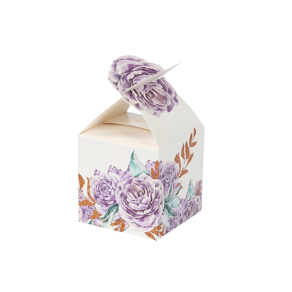 25 Lavender Peony Floral Top Party Favor Boxes Lilac Wedding Party Events