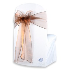 20 pcs Organza Chair Cover Bow Sash 108″x8″ – Brown – Wedding Party Banquet id